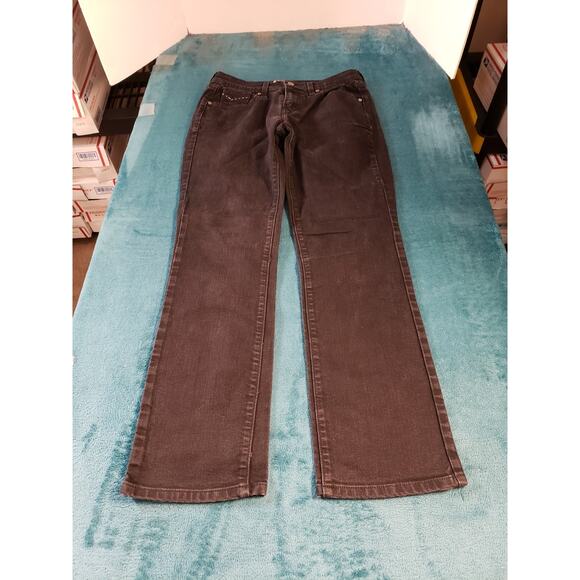 Levis 505 Jeans Size 6 Womens Black Denim Pull On Pants Mid Rise Ladies Straight - Picture 1 of 14
